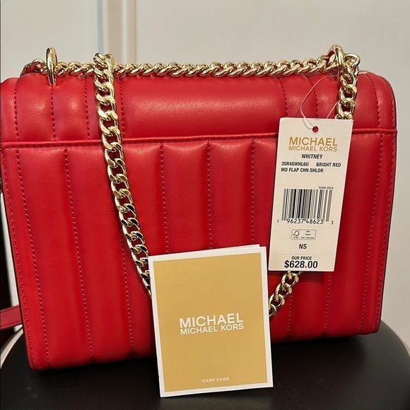 Michael Kors Red Quilted Leather Shoulder Bag - Picture 13 of 13